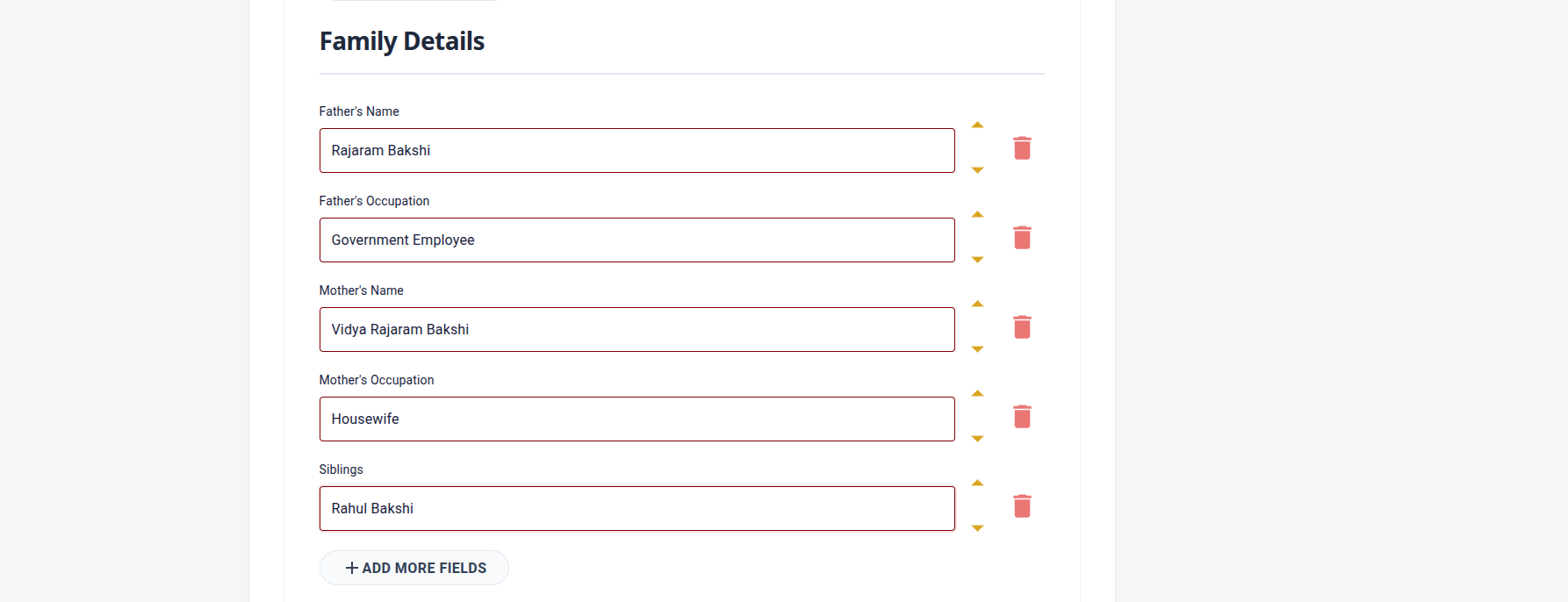 Step 5: Fill in Family Information